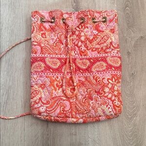 Vera Bradley Retired Sherbert Paisley Drawstring Bag - Red and Pink